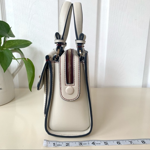 Zara · Cream Navy Gold Handbag Crossbody Burgundy Lining - Zara Basic Collection - Picture 5 of 16